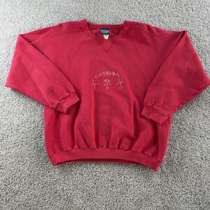 Vintage Discus Athletic Sweatshirt Womens Large Red Grandma Embroidered Fleece